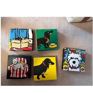 Canadian artist Marc Tetro Artwork 5 Available Dachshund Cat Art NYC 6x6"